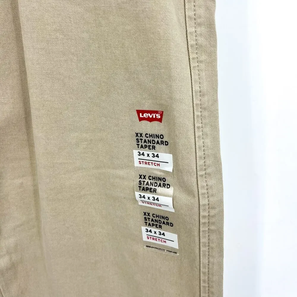 LEVI'S Men's XX Standard Taper Chinos 34x34 Tan True Chino Pants 85226-0069 NWT